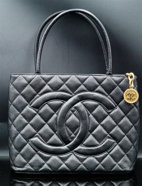 chanel black quilted caviar leather medallion tote|CHANEL Caviar Quilted Medallion Tote Black .